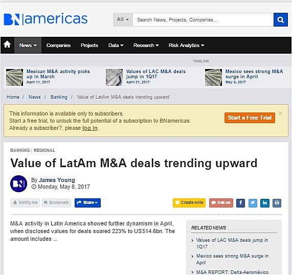ValueofLatAmM&Adealstrendingupward